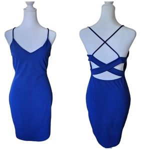 Windsor Royal Blue Bodycon Crisscross Back Size S